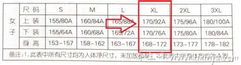 170是什么码,对应L码或XL码