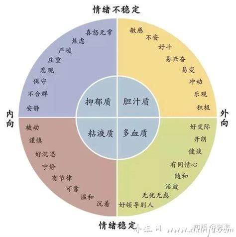 心理学的四种气质类型是什么,多血质/胆汁质/黏液质/抑郁质